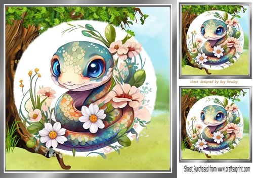 Cute Little Snake In The Woodland 8x8 (Four)