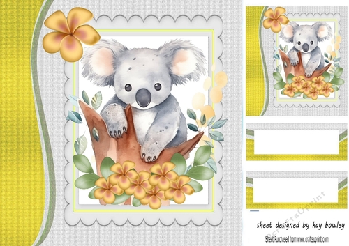 Cute Koala Bears With Yellow Flowers  8x8 (one)