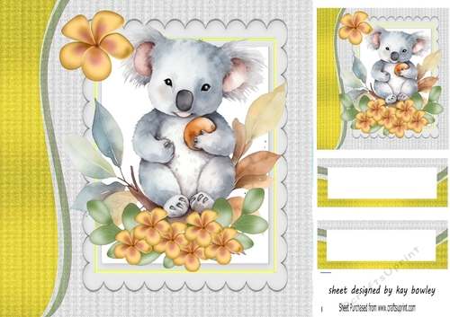 Cute Koala Bears With Yellow Flowers  8x8 (two)