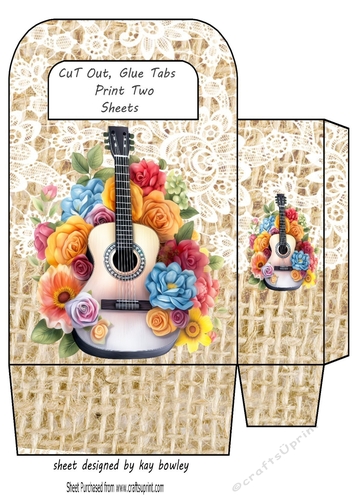 Lovely Lace Burlap Gift Bag With Guitar And Roses(four)