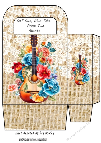 Lovely Lace Burlap Gift Bag With Guitar And Pretty Roses(THREE)