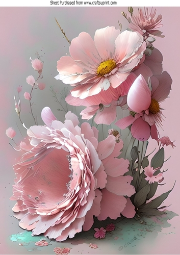 Pretty Pink Flowers A4 (One)
