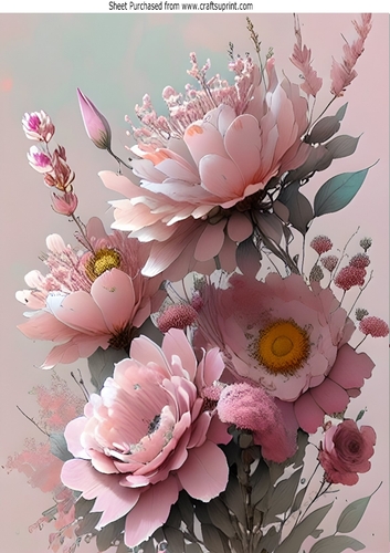 Pretty Pink Flowers And Roses A4 (Two)