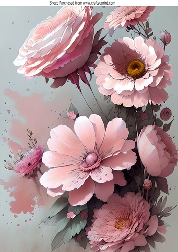 Pretty Pink Flowers And Roses A4 (three)