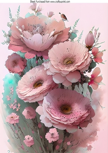 Pretty Pink Flowers And Roses A4 (Four)