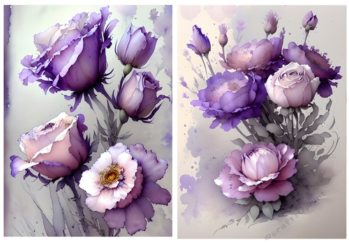 Purple Shades Of Roses & Flowers Toppers  (one)