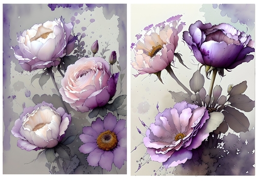 Purple Shades Of Roses & Flowers Toppers  (two)