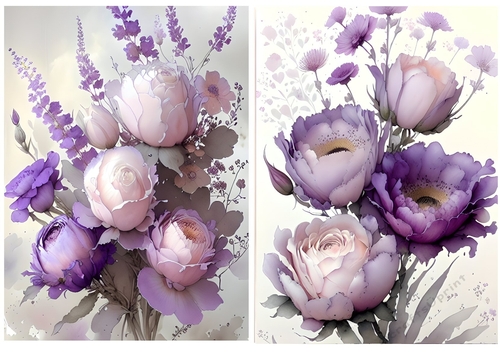 Purple Shades Of Roses & Pretty Flowers Toppers  (four)