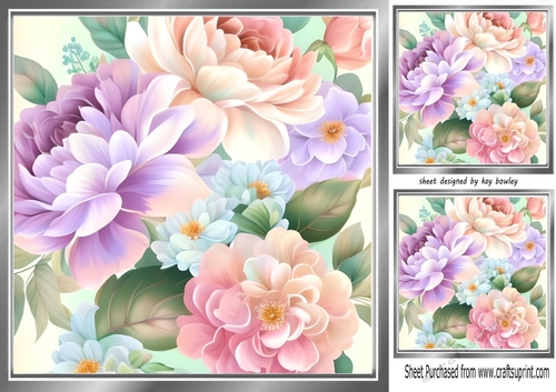 Pretty Pastel Flowers Card Fronts 8x8 (one)