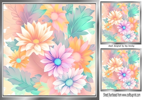 Pretty Pastel Flowers Card Fronts 8x8 (two)