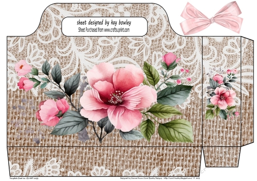 Lovely Brown Burlap & Lace With Roses Tote Gift Bag (one)