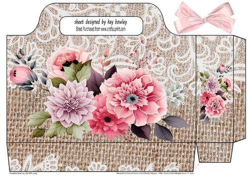 Lovely Brown Burlap & Lace With Roses Tote Gift Bag (two)