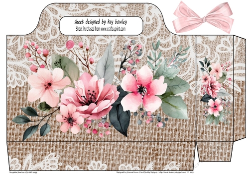 Lovely Brown Burlap & Lace With Roses Tote Gift Bag (three)