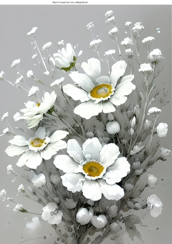 Beautiful White Flowers With Shades of Grey A4 (two)
