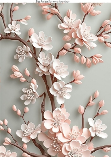 Pretty Cherry Blossom Flowers A4 (six)