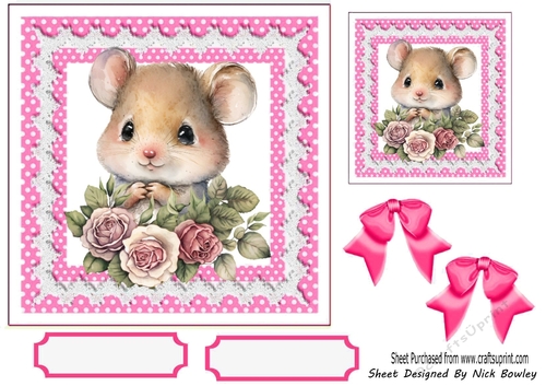 Cute Mouse With Pink polkadot & Bows 7x7