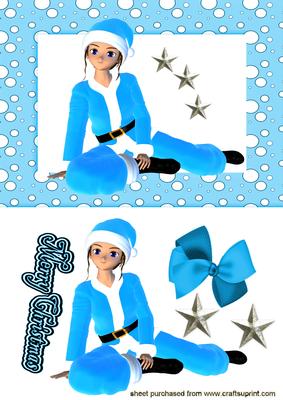 Dressed in Turquiose Santa Outfit