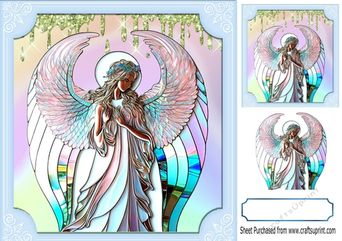 Beautiful Pastel Opalescent Angel Stained Glass 8x8 (One)
