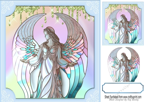 Beautiful Pastel Opalescent Angel Stained Glass 8x8 (three)