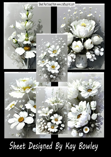  6 A4 Beautiful White Flowers With Shades of Grey Bumper Kit  