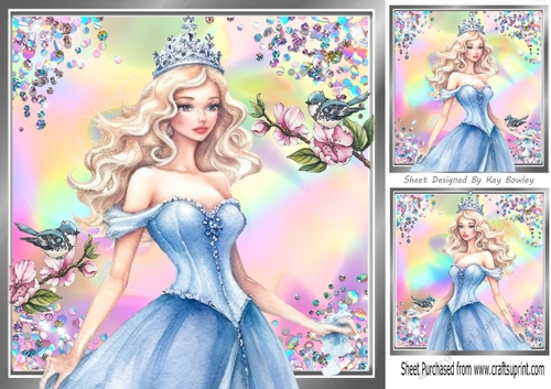Beautiful Princess With Little Bird And Rainbow 8x8 Frame