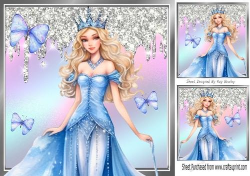 Beautiful Princess With Butterflies And Sparkle 8x8 Frame