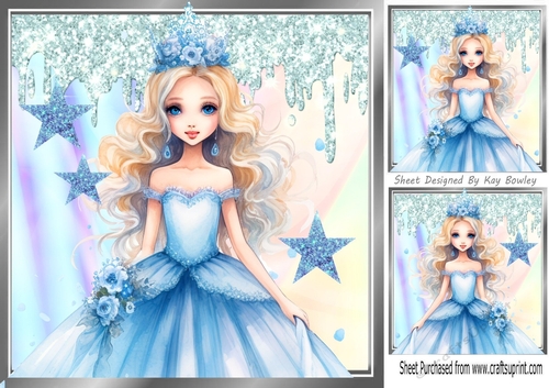 Beautiful Princess With Crystal Stars And Sparkle 8x8 Frame