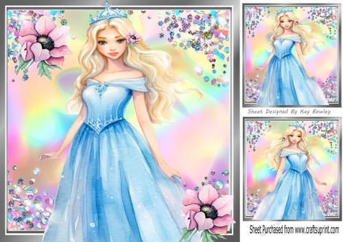 Beautiful Princess With Pink Flowers And Rainbow 8x8 Frame