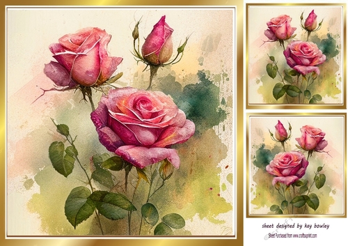 Pretty Pink Shades of Roses 8x8 (three)