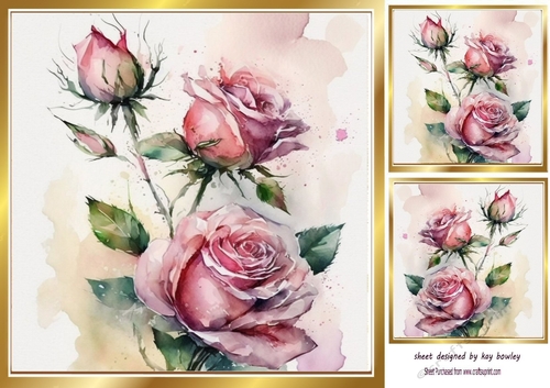 Pretty Pink Shades of Roses 8x8 (Four)