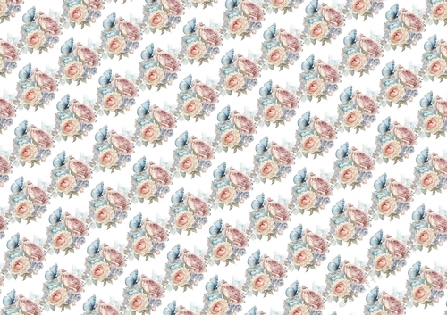 Butterflies And Shades Of Pink Flowers And Roses Backing Papers (small)
