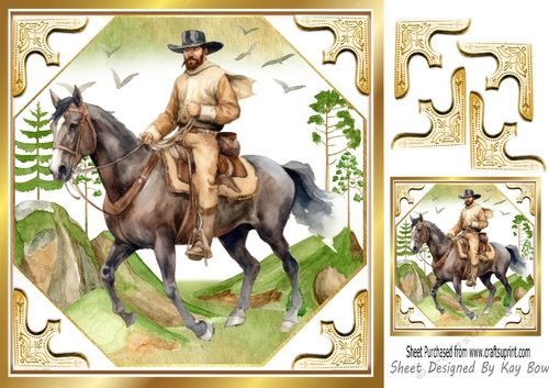RIDE EM COWBOY, Country Scene 8x8 (one)