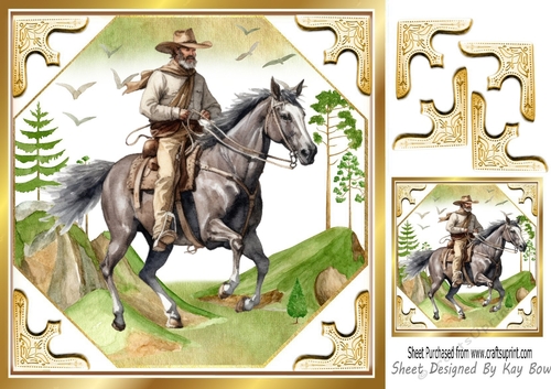 RIDE EM COWBOY, Country Scene 8x8 (two)