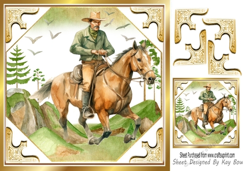RIDE EM COWBOY, Country Scene 8x8 (three)