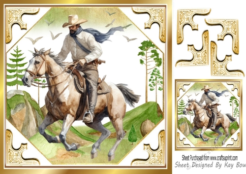 RIDE EM COWBOY, Country Scene 8x8 (Four)