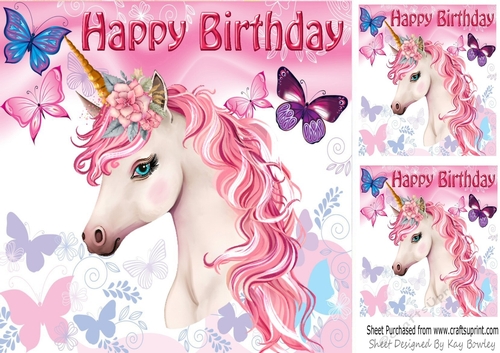 Pretty Unicorn With Butterflies 8x8