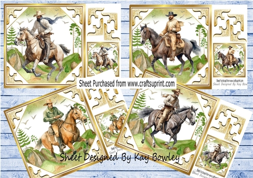  4 RIDE EM COWBOY, Country Scene 8x8 Card Fronts Mini Kit