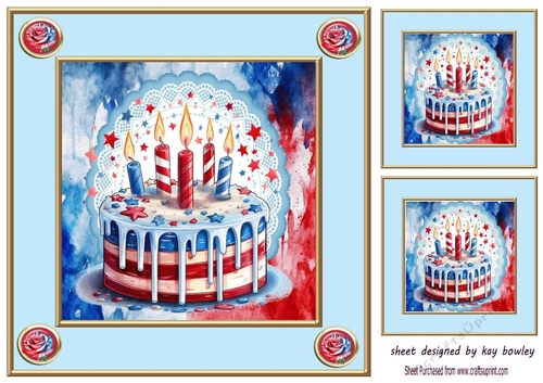 Independance Day July 4th Celebration Cake 8x8 Card Front (one)