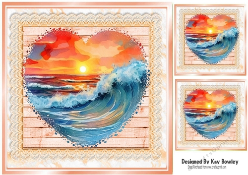 The Heart Of The Ocean Sunset With Peach Lace 8x8 (one)