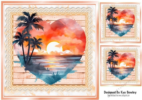 The Heart Of The Ocean Sunset With Peach Lace 8x8 (Two)