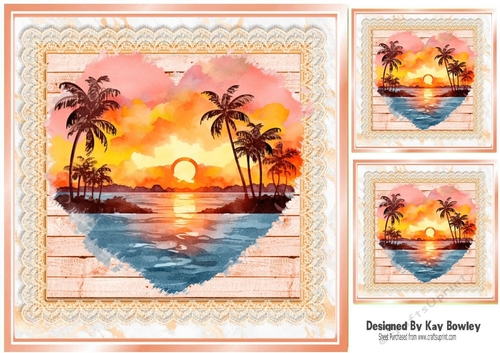The Heart Of The Ocean Sunset With Peach Lace 8x8 (Three)