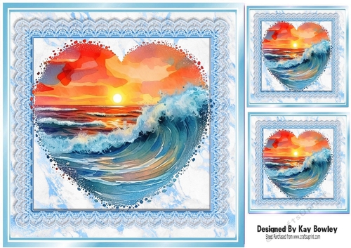 The Heart Of The Ocean Sunset With Blue Lace 8x8 (Two)