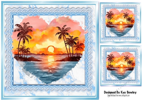 The Heart Of The Ocean Sunset With Blue Lace 8x8 (Three)