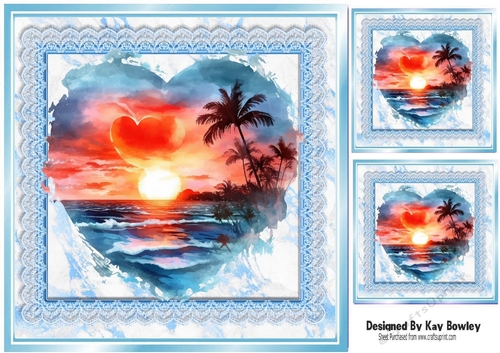 The Heart Of The Ocean Sunset With Blue Lace 8x8 (Four)