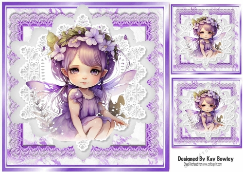 Pretty Fairy On Purple White Lace 8x8 (one)