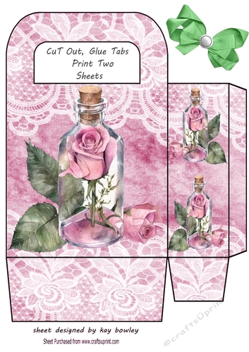 Pink Lace Burlap Gift Bag With Pink Roses In A Jar (one)