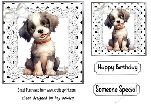 Cute Puppy in Black And White Polkadot With Lace/Bow (Four)