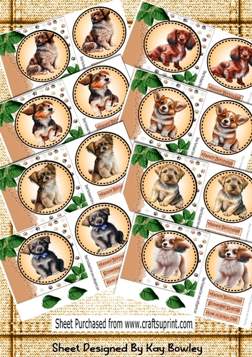 8 Lovely Puppies on Toppers/Card Fronts7x7 With Leaves Bumper Kit (Set 3)