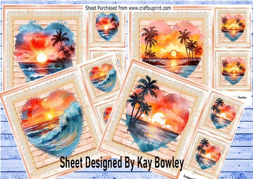 4 Hearts Of The Ocean Sunset With Peach  Lace 8x8 Mini Kit