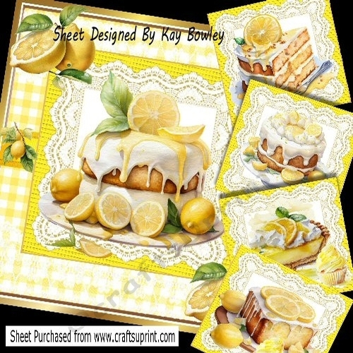 Yummy Lemon Cakes With Icing On Lace & Gingham 8x8 Mini Kit